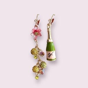 Betsey Johnson Champagne & Flower Earrings